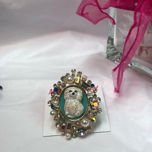 NWT BETSEY JOHNSON POODLE CAMEO RING -SZ 7